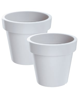 WellHome Pack 2 macetas plástico  LOFLY  Blanco - 24,5x24,5x22,5 cm