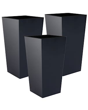 WellHome Pack 3 macetas  altas Urbi Square  Antracita 12,6x12,6x20 cm