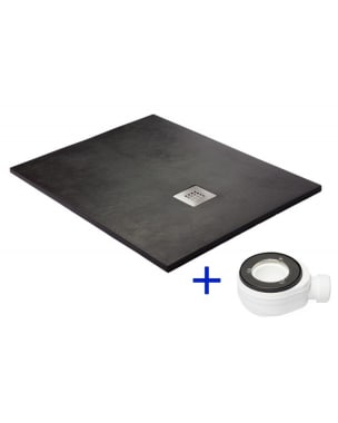 Base de duche Natural de Mineral Antiderrapante 100x170 Preto - Ral 9005