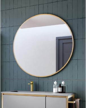Espejo redondo bor oro espejo baño 80cm