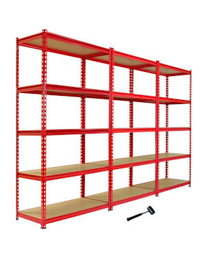 3 estanterías z-rax de acero rojas 90cm x 45cm x 183cm