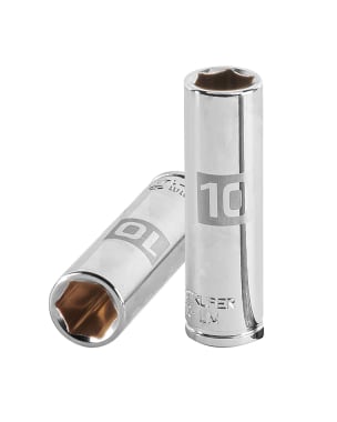 Llave vaso hexagonal larga, cuadro 1/4" - 10 mm