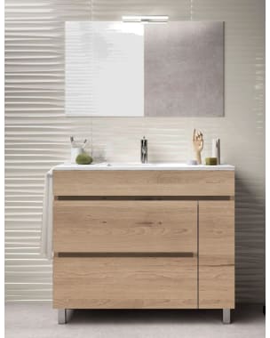 Mueble de Baño CAPRERA, lavabo y espejo 100x40Cm Estepa