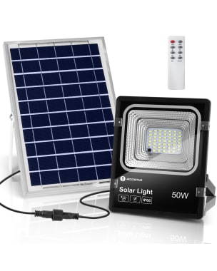 Aigostar foco proyector led solar con mando a distancia，50w，6500k ip66，2m