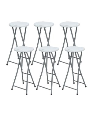 Pack 6 taburetes plegables alto blanco 31x70cm 7house