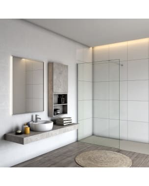 Painel de duche,vidro anticalcário 8mm,barra 140cm,perfil cromado,140x200cm