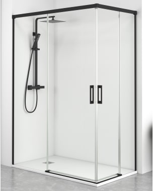 Mampara ducha rectangular frente 100 lateral 70cm transparente negro
