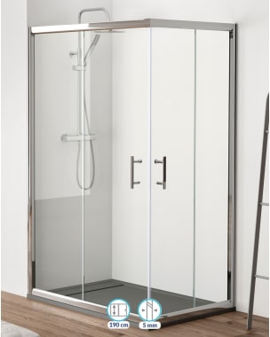 Mampara ducha rectangular 100x80cm transparente cromo