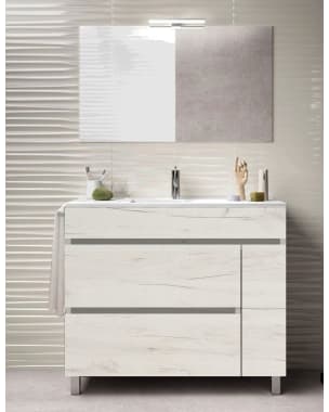 Mueble de baño caprera, lavabo y espejo 120x45cm blanco nórdico