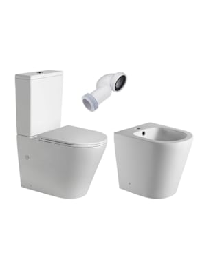 Combo inodoro fondo reducido + bidet a suelo blanco mate