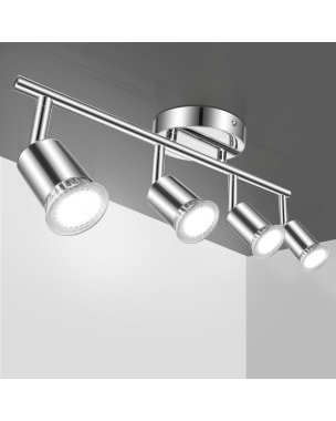 Aigostar Lámpara de Techo LED Focos, GU10 4 Luces  (Sin bombillas)