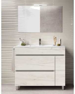 Mueble de Baño CAPRERA, lavabo y espejo 100x45Cm Blanco nórdico