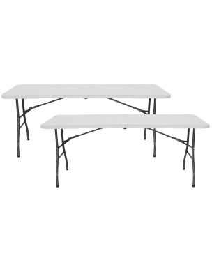 Conjunto de 2 mesas dobráveis 180cm retangular para restauração o91