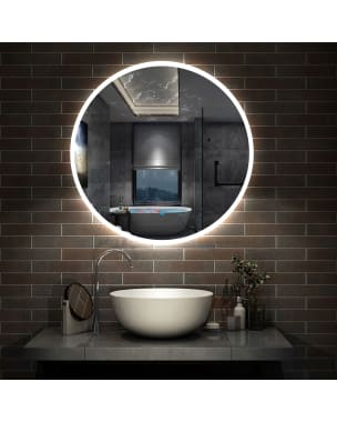 Espelho de casa de banho led 80cm + anti-embaciamento + brilho ajustável