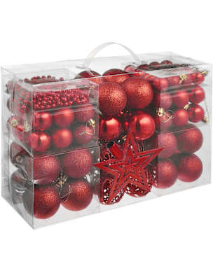 Conjunto de 86 bolas de natal vermelhas