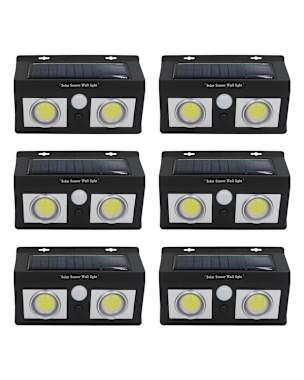 Pack 6 apliques solares led, 2 luces con sensor crepuscular y movimiento