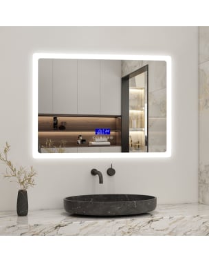 Espelho de casa de banho led 100×60cm + bluetooth