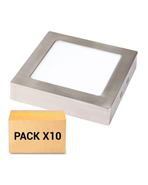 Pack 10X Plafones LED 18W 3000K Cuadrado niquel