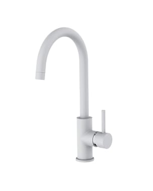 Kibath grifo cocina monomando nie acabado blanco mate fabricado en latón