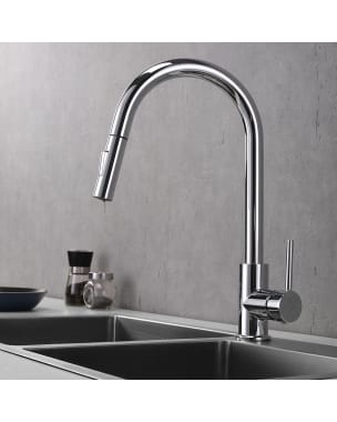 Kibath grifo cocina extraible monomando mir acabado cromo brillo de latón
