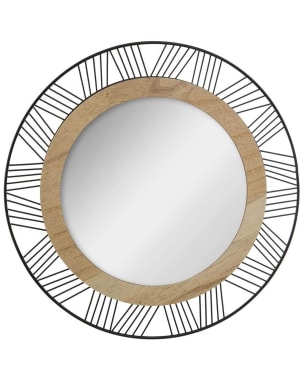 Espelho redondo de metal e madeira ø45 cm