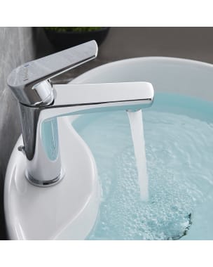Kibath grifo lavabo monomando astro apertura en frio cromo brillo de latón