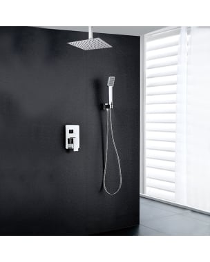 Kibath grifo empotrado de ducha equiipo techo monomando che cuadrado cromo