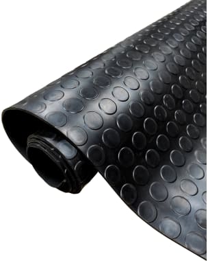 Suelo PVC| Composición 100% Caucho| Diseño Botones Negro| Grosor 3MM| 140X700CM
