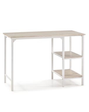 Mesa de escritorio colón blanco, 2 estantes, 110 x 55 x 76 cm