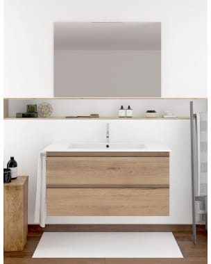 Mueble de Baño IBIZA con lavabo y espejo 100x45Cm Estepa