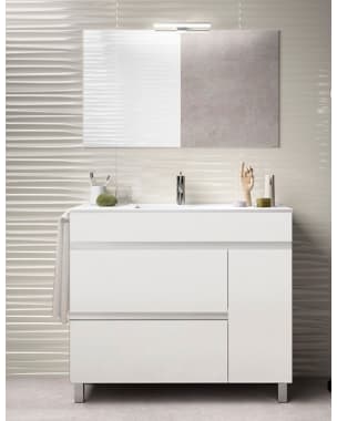 Mueble de Baño CAPRERA, lavabo y espejo 100x45Cm Blanco