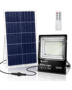 Aigostar foco proyector led solar con mando a distancia，300w，6500k ip66，2m