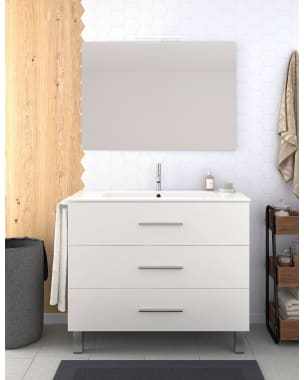 Mueble de baño ribera, lavabo y espejo 120x45cm blanco