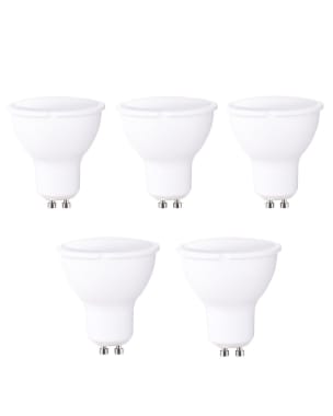 Pack 5 bombillas a2bc LED gu10 8w luz cálida 3000k