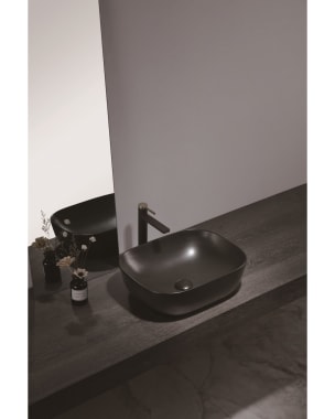 Lavabo De Ceramica Sobre Encimera Ovalado Negro 46 x 33 x 13 cm