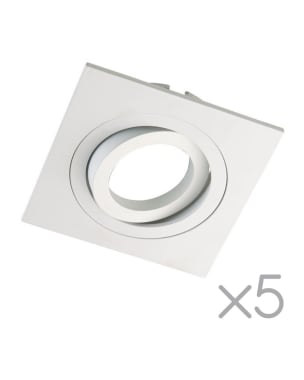 Pack 5 foco empotrable basculante classic cuadrado blanco wonderlamp 1xgu10