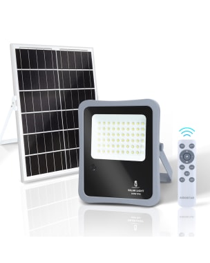 Aigostar Foco proyector LED solar con mando a distancia, 300W, 6500K IP65