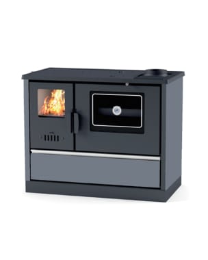 Cocina de leña con horno versi sannover 7 kw negro