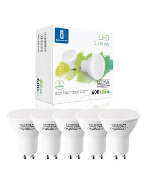 Bombilla LED 8W GU10, 6400K, 600lm,  Caja de 5 unidades Aigostar