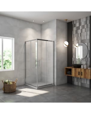 Cabine de duche quadrada correr,cromado,vidro temperado 5mm,80x80x185cm