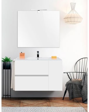 Mueble de baño itaca con lavabo y espejo 120x45cm blanco