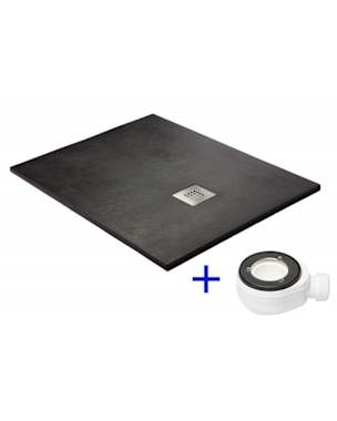Base de duche Natural de Mineral Antiderrapante 75x170 Preto - Ral 9005