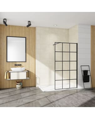 Painel de duche serigrafada,vidro anticalcário 8mm,barra 70-120cm,90x200cm