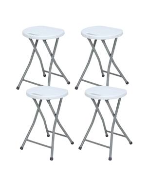 Pack 4 taburetes plegables de resina y acero 31x45cm blancos 7house