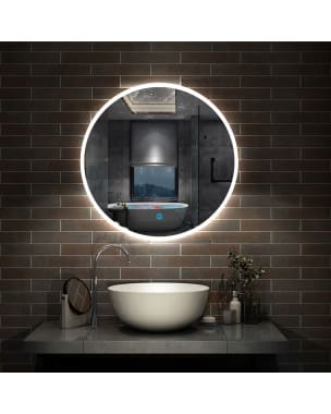 Espejo redondo de baño led 60cm + antivaho + brillo ajustable