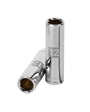 Llave vaso hexagonal larga, cuadro 3/8" - 12 mm