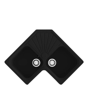 Poalgi - fregadero agata negro - sobre encimera - 2 cubetas