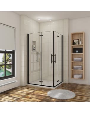 Cabine de duche retângulo fole,vidro easyclean 5mm,preto mate,70x90x190cm
