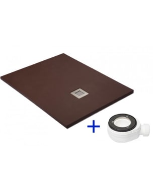 Base de duche Natural de Mineral Antiderrapante 70x70 Chocolate - Ral 8017