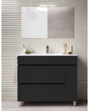 Mueble de Baño CAPRERA, lavabo y espejo 100x45Cm Grafito